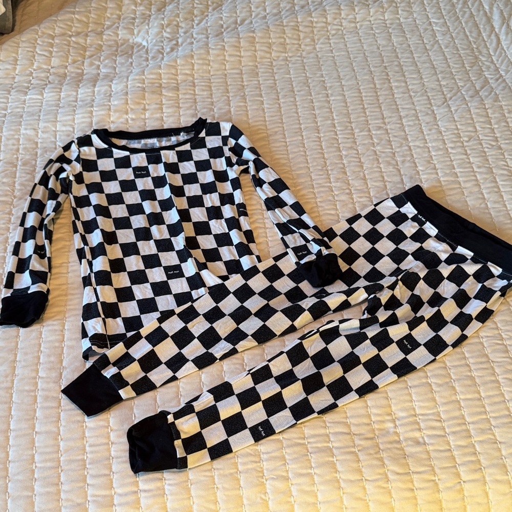 Little Sleepies Black and White Checkered Pajama Set